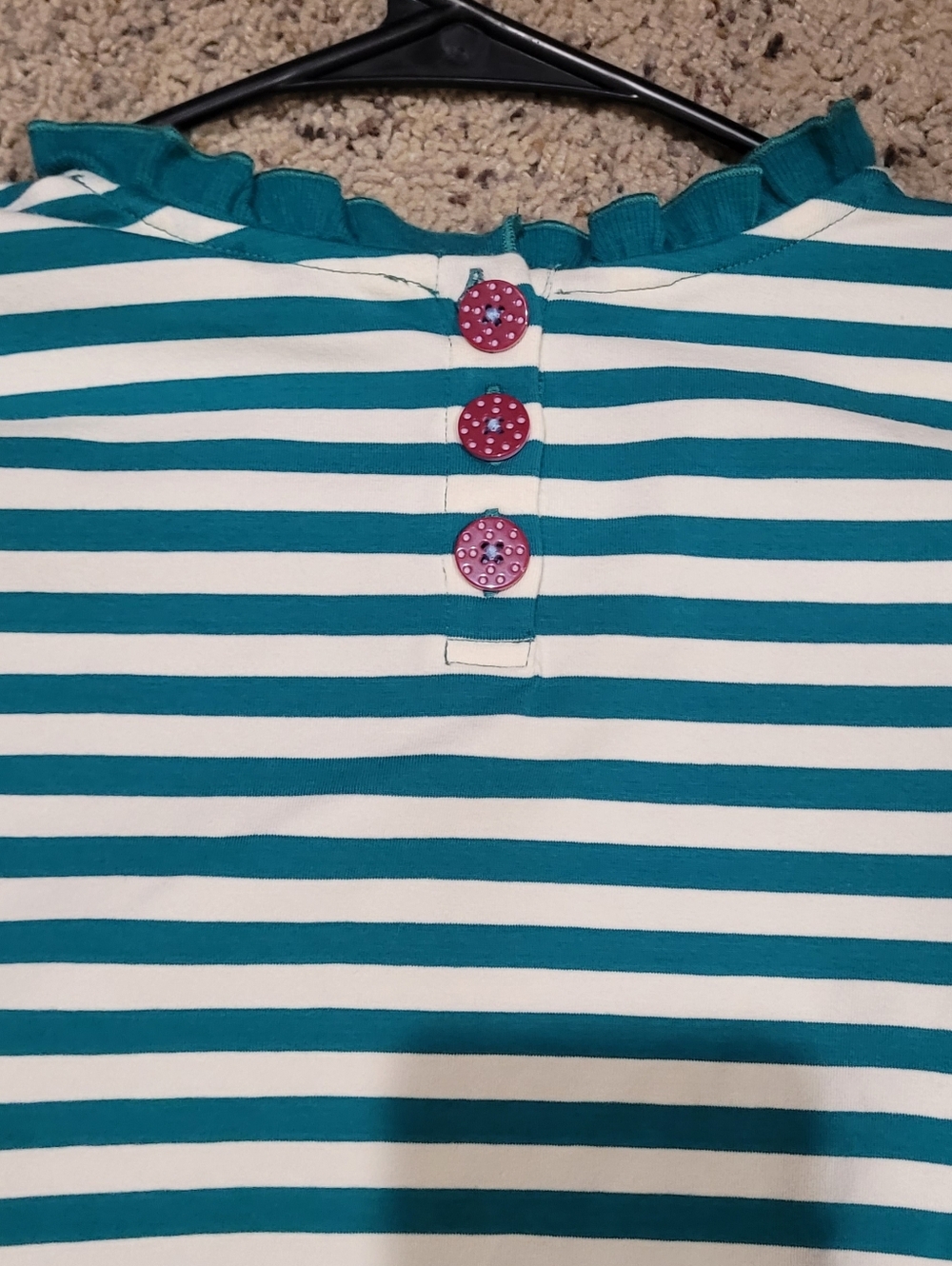 Matilda Jane Kids Teal & White Striped Ruffle-Sleeve Top And Leggings Set NWT - Picture 9 of 9